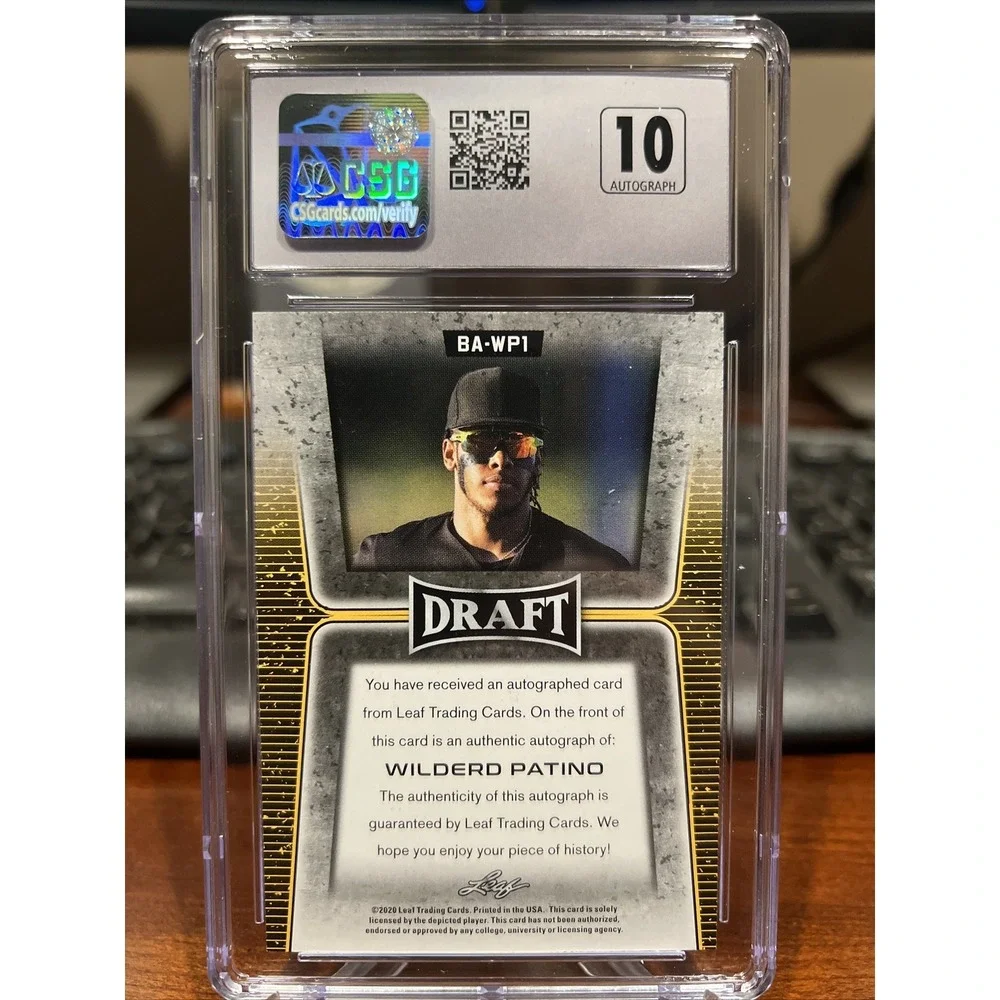 2020 Leaf Metal Draft Wilderd Patino Rookie Gold Autograph Diamondbacks CSG 9/10